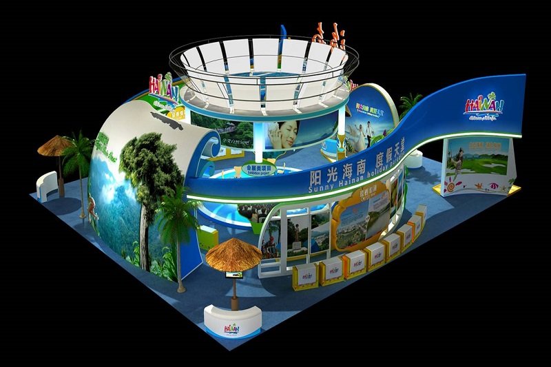 上海旅游展位搭建效果图欣赏,海南旅游展台搭建-美湖